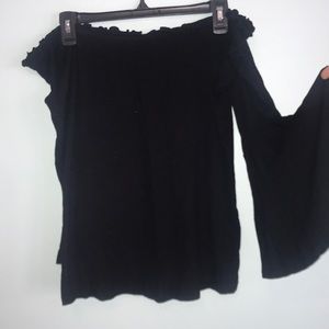Off-the-shoulder top with bell sleeves